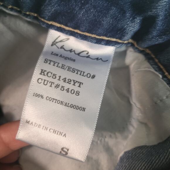 KanCan Blue Frayed and Distressed Jean Shorts Size Small - Picture 4 of 5